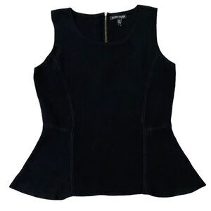 Eileen Fisher Black Peplum Tank Top Silk/Cotton Womens XS